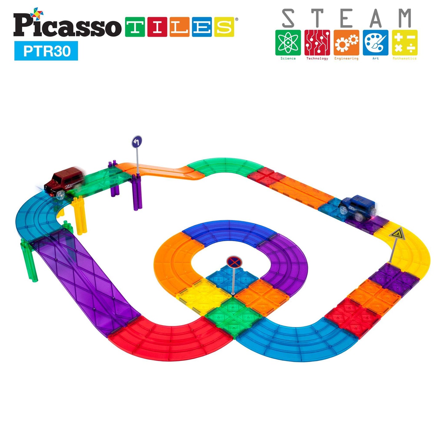 PISTA DE CARROS 30 PIEZAS - BLOQUES MAGNÉTICOS