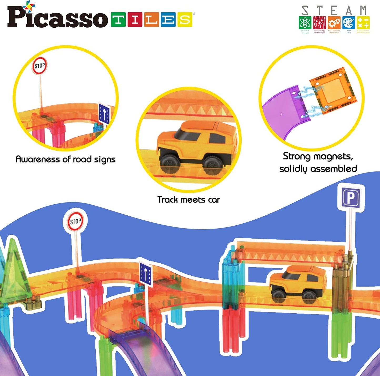 Pista de Carros Mini 60 Piezas - Bloques Magneticos