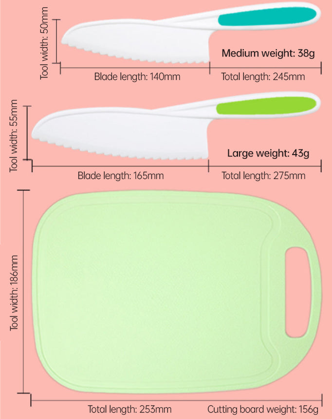 Set de cuchillo y tabla apto para niños