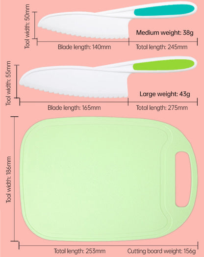 Set de cuchillo y tabla apto para niños