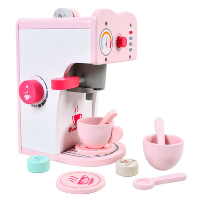 Cafetera rosa de madera