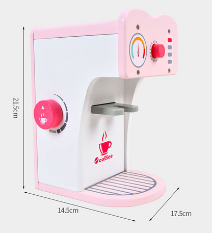 Cafetera rosa de madera