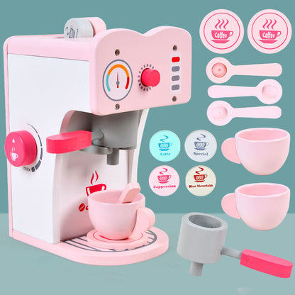 Cafetera rosa de madera