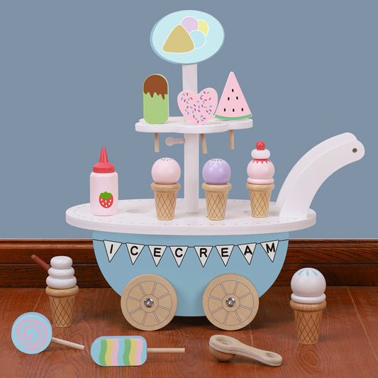 Carrito de helados de madera