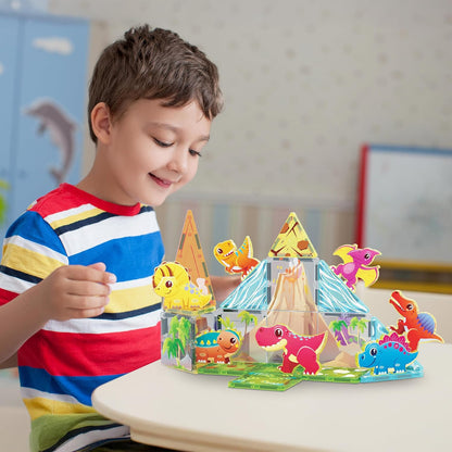 Magnetic tiles Dinosaur set with 8 action figures