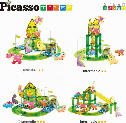Dinosaur Magnetic Tiles Race Car Track