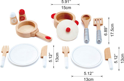 Juego de accesorios de cocina de madera - 13 piezas