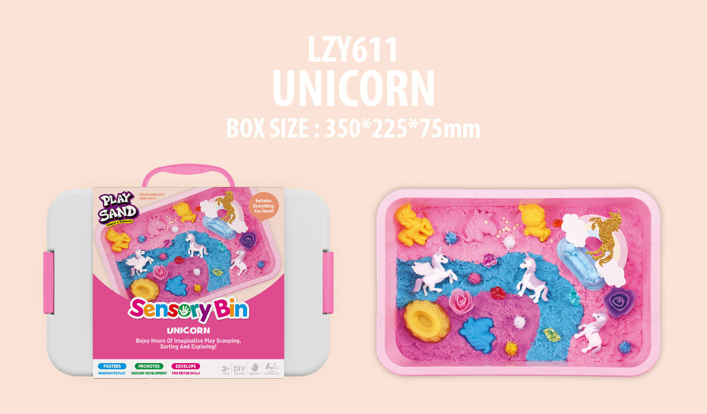 Sensory bin unicorn